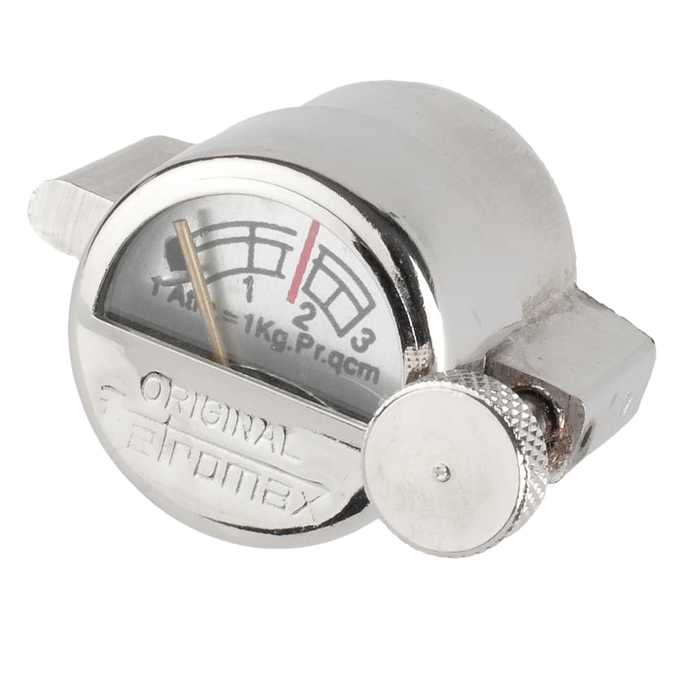 Compact metal manometer gauge with clear pressure markings and adjustment knob, designed for use with pressure lamps, featured in Lamps & Lighting, Parts and Accessories, Other Parts, Best Sellers, and Promo Eligible collections.