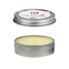 Open round metal tin containing natural beeswax blend for seasoning and conditioning cast iron and kitchen cookware, made in USA, ideal for Kitchen & Food and Cookware collections.