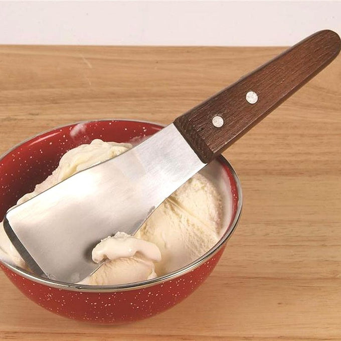Sturdy ice cream spade with a stainless steel blade and hardwood handle, designed for easily cutting and serving frozen ice cream, featured in Kitchen & Food, Specialty Equipment, Making Ice Cream, Storage and Serving, Best Sellers, and Promo Eligible collections.