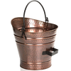 Copper coal hod with hammered antique copper finish, black bail handle, and side grip, designed for hearth use, featured in Stoves, Hearth Accessories, and Best Sellers collections.