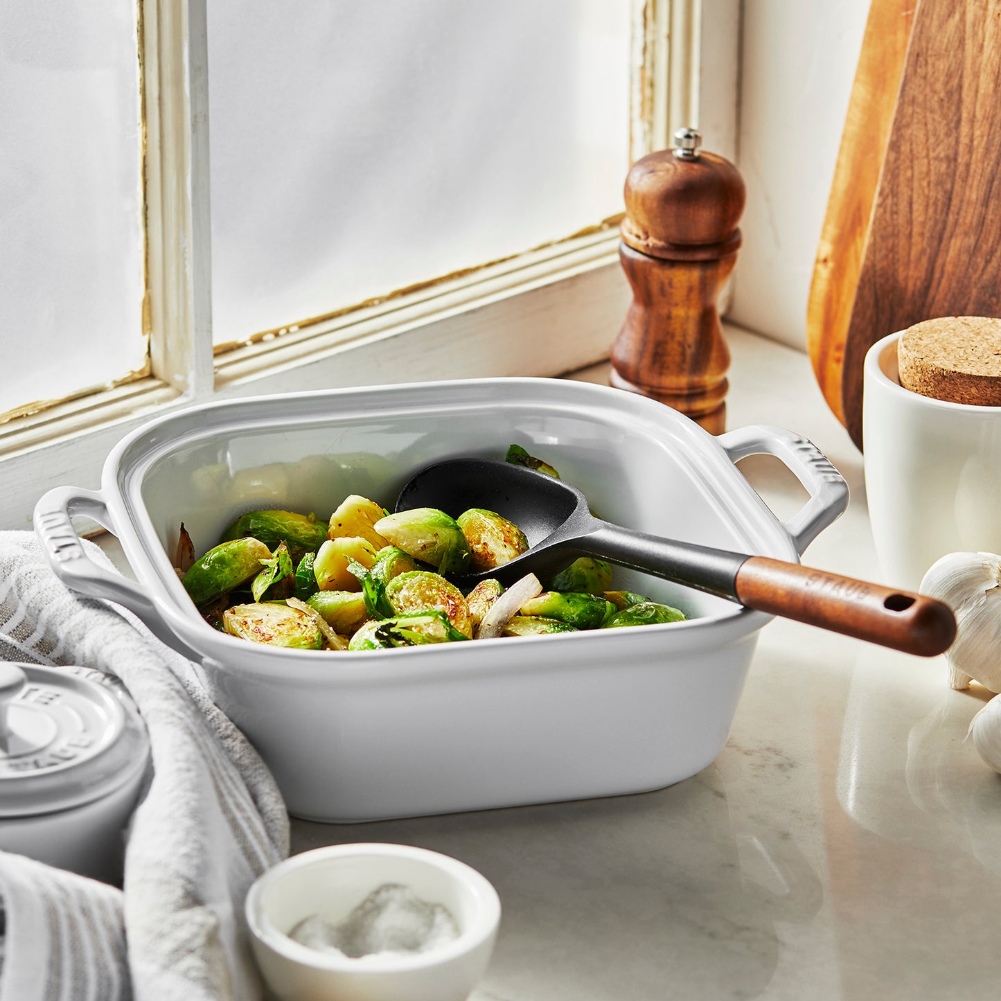 STAUB Silicone Serving Spoon with Acacia Wood Handle