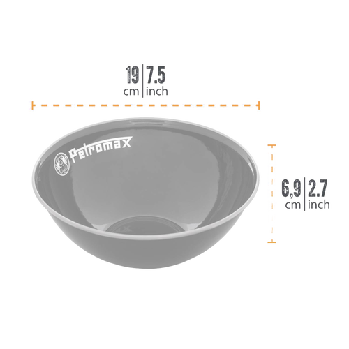 Gray enamel bowl with durable, scratch- and heat-resistant finish, designed for outdoor use, perfect for camping and kitchen tasks, featured in Farm, Garden & Tool, Camping, and Dinnerware collections.