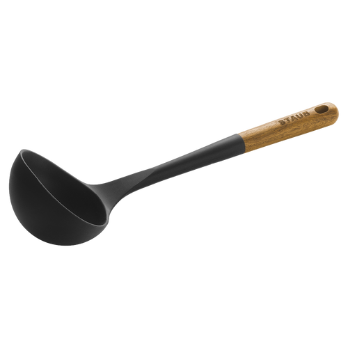 STAUB Silicone Soup Ladle with Acacia Wood Handle