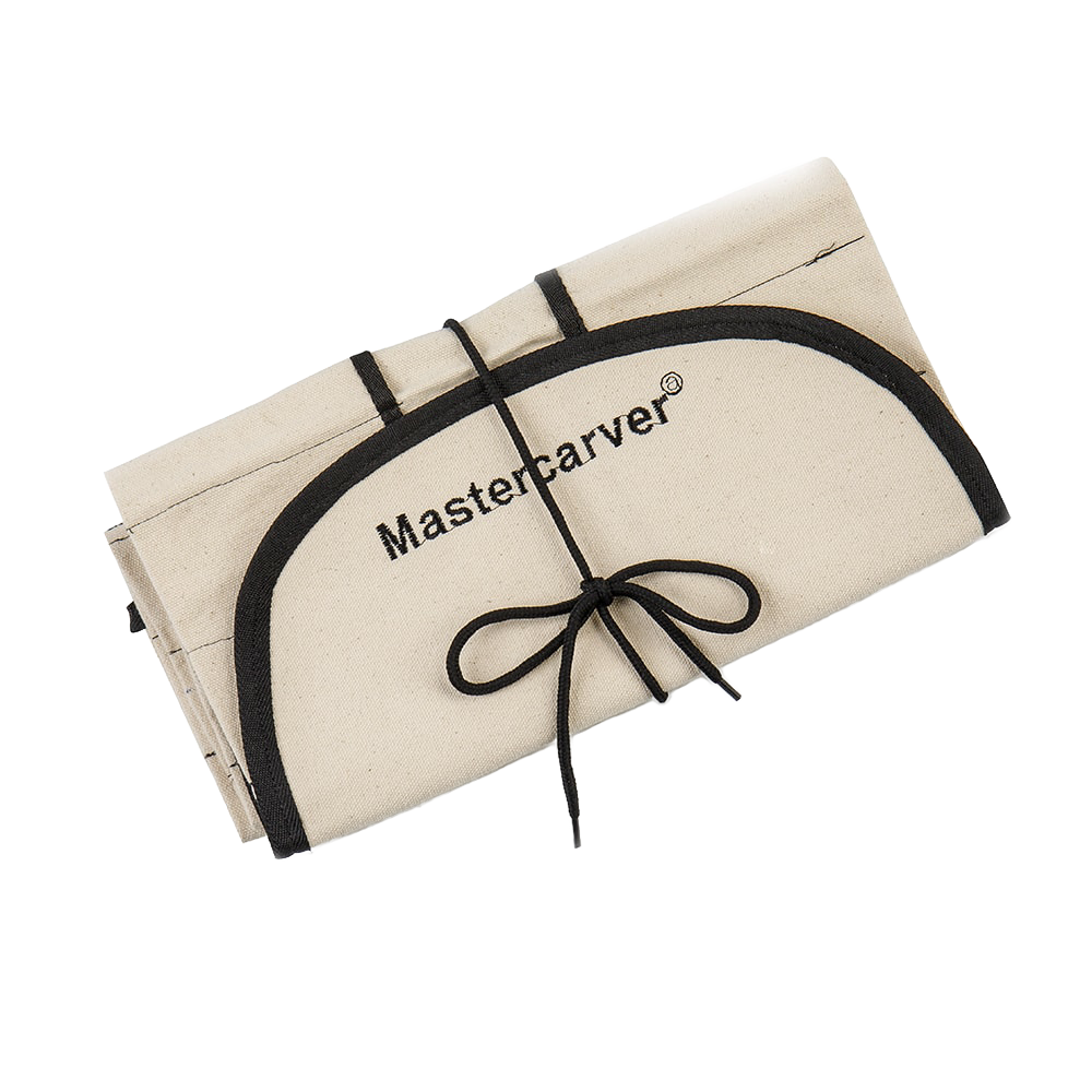 Heavy-duty canvas carving tool roll with reinforced edges, 29 slots, and built-in flap for safe tool storage, ideal for farm, garden, hand tools, and homesteading enthusiasts.