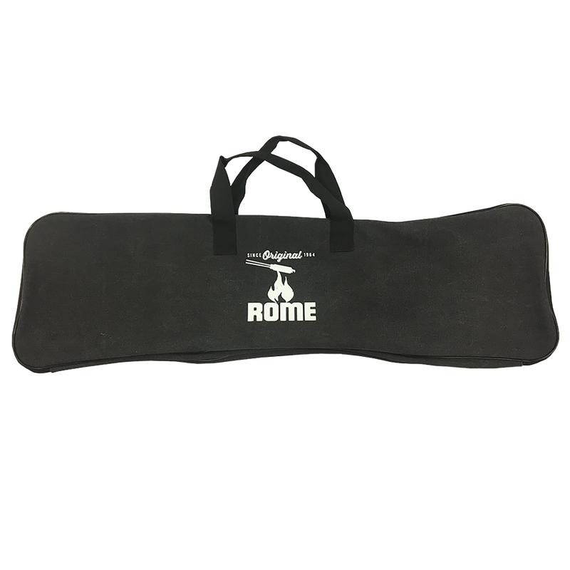 Durable black canvas storage bag with zip closure and dual handles, designed to hold up to six single pie irons, ideal for Farm, Garden & Tool, Camping, Best Sellers, and Promo Eligible collections.