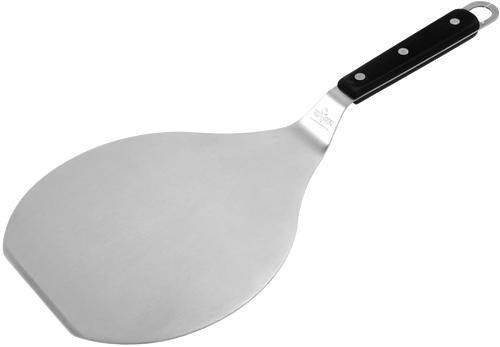 Extra-wide stainless steel spatula with triple-riveted black handle and beveled edge, crafted for easy serving and sliding under baked goods, featured in Kitchen & Food, Kitchen Gadgets, Kitchen Accessories, Storage and Serving, Best Sellers, and Promo Eligible collections.