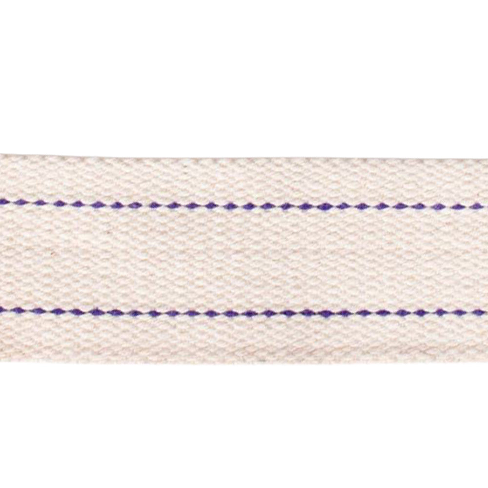 Close-up of a handcrafted flat wick made from high-grade cotton with purple twin stitching, designed for fast fuel delivery in oil lamps, ideal for Farm, Garden & Tool and Emergency Supplies collections.