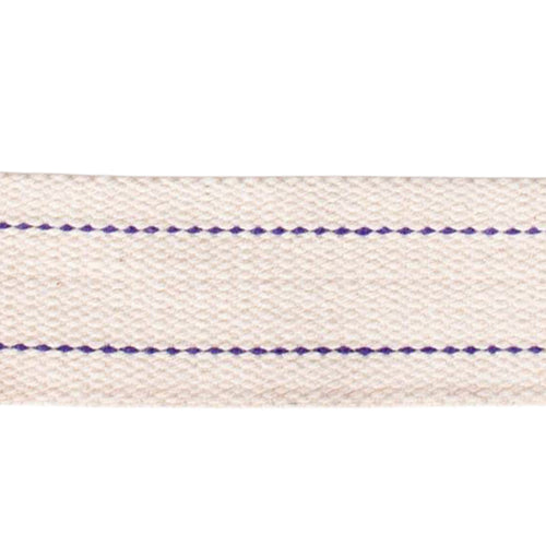 Close-up of a handcrafted flat wick made from high-grade cotton with purple twin stitching, designed for fast fuel delivery in oil lamps, ideal for Farm, Garden & Tool and Emergency Supplies collections.