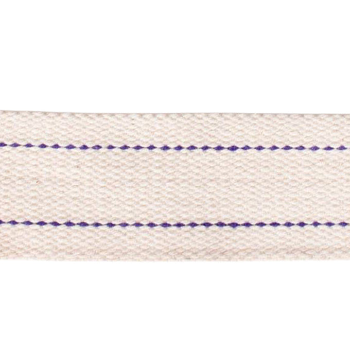 Close-up of a handcrafted flat wick made from high-grade cotton with purple twin stitching, designed for fast fuel delivery in oil lamps, ideal for Farm, Garden & Tool and Emergency Supplies collections.