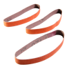 Set of three replacement abrasive belts in reddish-brown color designed for use with Work Sharp Combo knife sharpeners, suitable for Farm, Garden & Tool and Kitchen & Food collections.