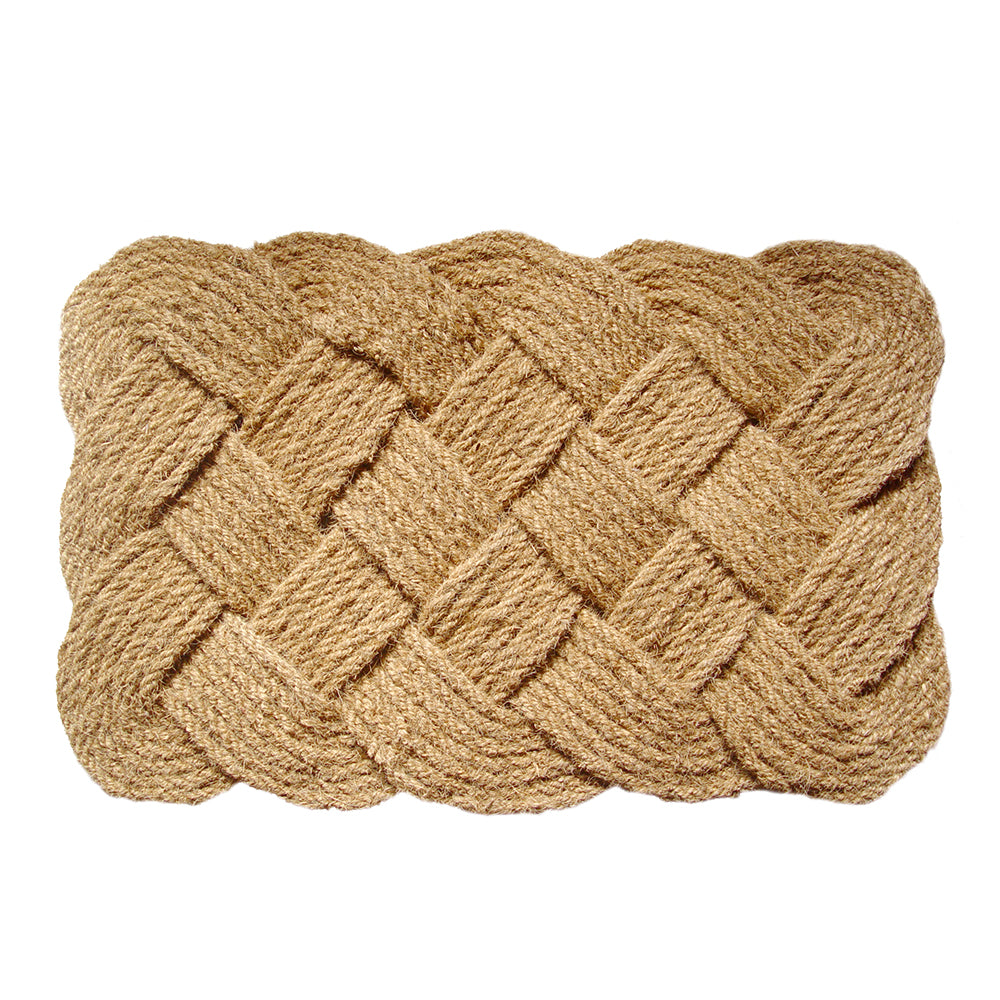 Handwoven natural coconut fiber doormat with a chunky braided design, crafted to trap dirt effectively, featured in Home & Decor, Home Textiles, Best Sellers, and Promo Eligible collections.