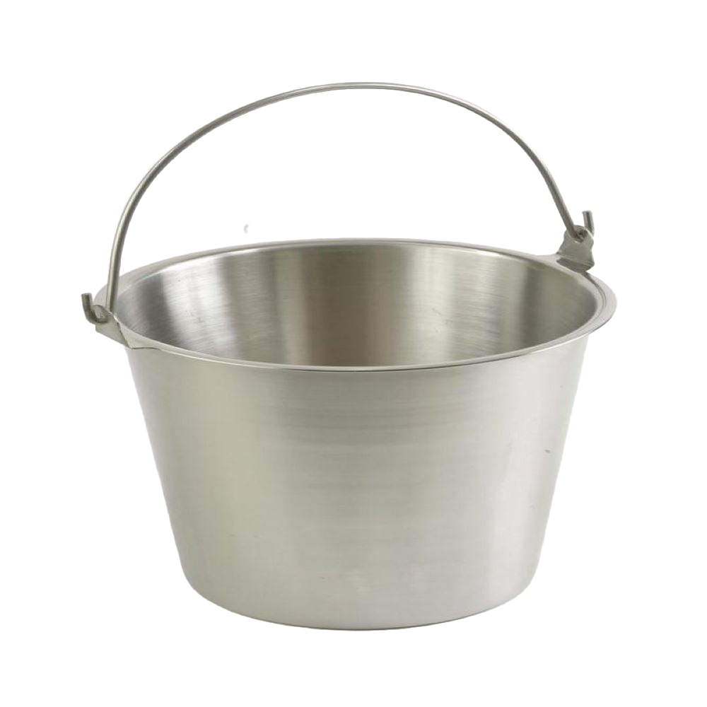 Seamless brushed steel pail with molded bail ears for durability and easy cleaning, suited for Farm, Garden & Tool, Animal Care, Best Sellers, and Promo Eligible collections.