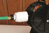 White durable garden hose adapter attached to a black hand-powered water pump reel with a green hose, suitable for appliances, water pumps, and pump parts and tools collections.