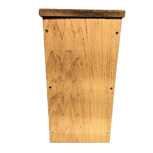 Handcrafted nest box made from kiln-dried cedar with stainless steel screws, designed for farm and garden use, offering durable, USA-made shelter for small birds.