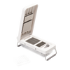 White hinged vegetable chopper with stainless steel grid blades and removable pusher, designed for efficient chopping and dicing, featured in Kitchen & Food and Food Prep collections.
