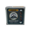Box of amber-scented shaving soap with avocado oil and vitamin E, designed for smooth shaving, featured in Health & Wellness, Grooming and Personal Hygiene, Soaps and Soapmaking, USA Made, Best Sellers, and Promo Eligible collections.