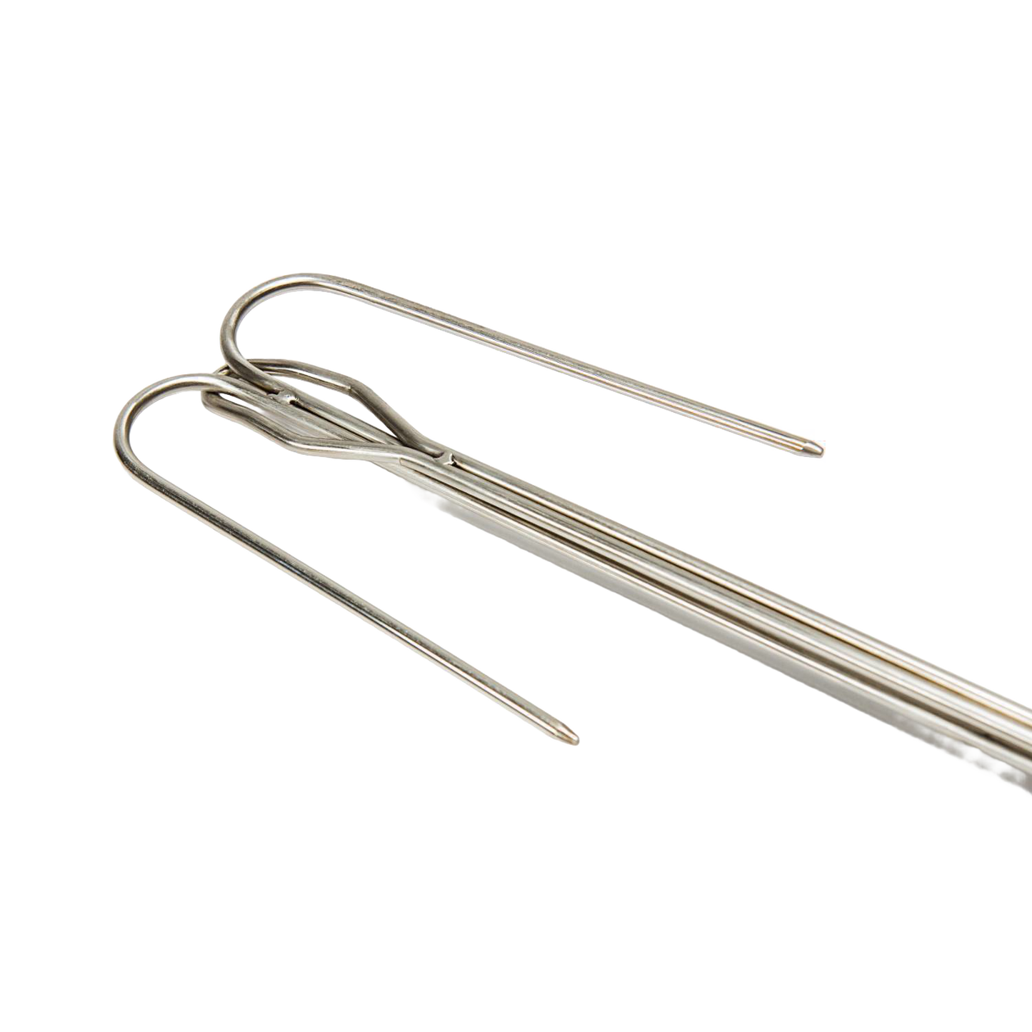 Handcrafted stainless steel campfire skewer with an adjustable forked end for secure roasting, designed for Farm, Garden & Tool, Camping, Best Sellers, and Promo Eligible collections.