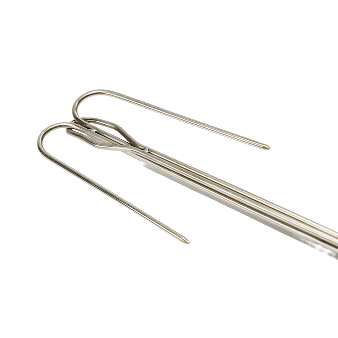 Handcrafted stainless steel campfire skewer with an adjustable forked end for secure roasting, designed for Farm, Garden & Tool, Camping, Best Sellers, and Promo Eligible collections.