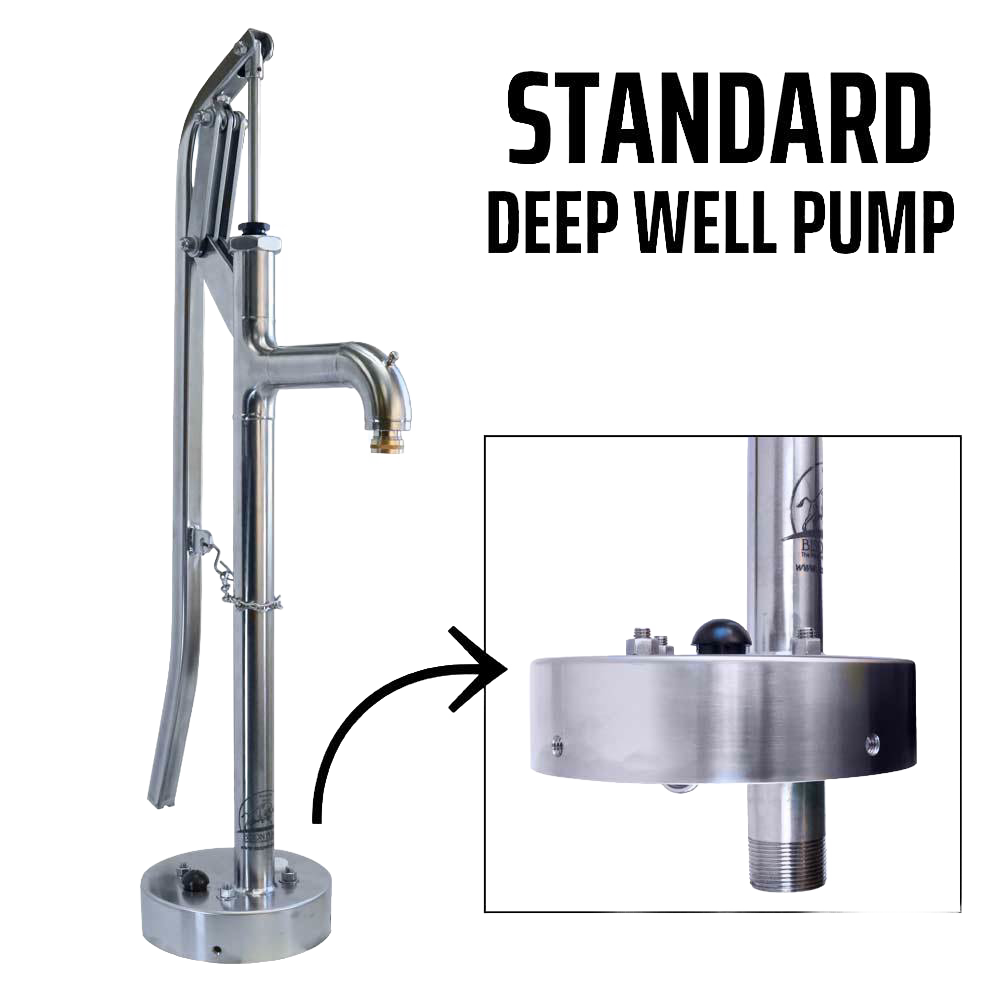 Handcrafted stainless steel deep well pump head designed for reliable water extraction, featured in USA Made, Appliances, Water Pumps, and Deep Well Pumps collections.