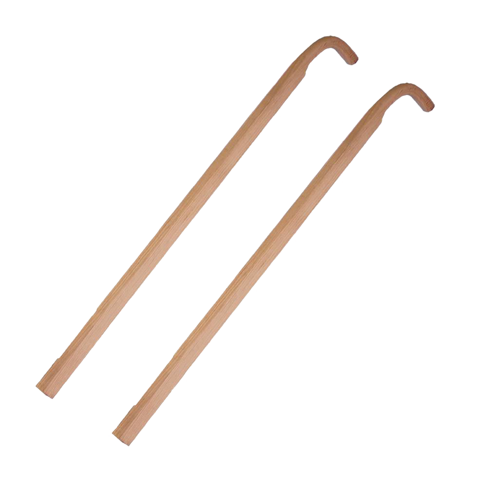 Pair of Amish made hardwood plow and cultivator handles with a slight curve, crafted in the USA from durable #1 grade wood, ideal for farm, garden & tool use in best sellers and promo eligible collections.
