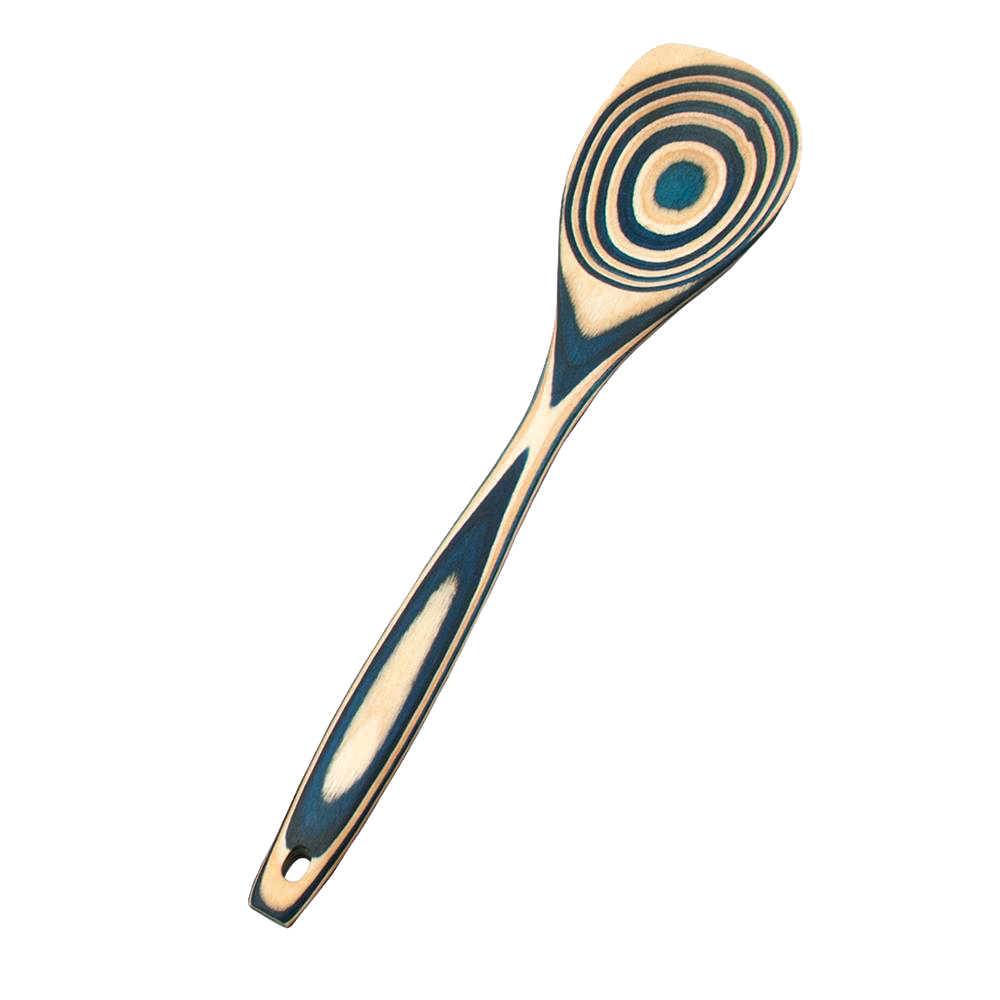 Handcrafted pakkawood corner spoon with distinct concentric circle pattern, durable and heat resistant, featured in Kitchen & Food, Kitchen Gadgets, Cooking and Baking Helpers, Storage and Serving, Best Sellers, Promo Eligible collections.