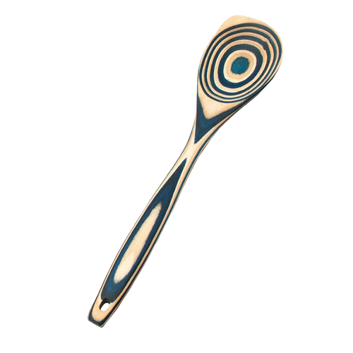Handcrafted pakkawood corner spoon with distinct concentric circle pattern, durable and heat resistant, featured in Kitchen & Food, Kitchen Gadgets, Cooking and Baking Helpers, Storage and Serving, Best Sellers, Promo Eligible collections.