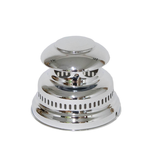 Polished chrome brass lamp hood designed for Petromax HK350 and HK500 models, featuring ventilation holes for airflow, ideal for Lamps & Lighting and Parts and Accessories collections.