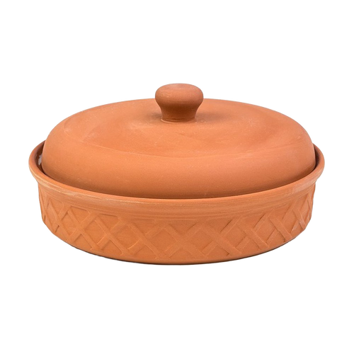 Handcrafted terra cotta tortilla warmer with a textured base and snug lid, designed to keep tortillas warm and moist, featured in Kitchen & Food, Storage and Serving, Best Sellers, and Promo Eligible collections.
