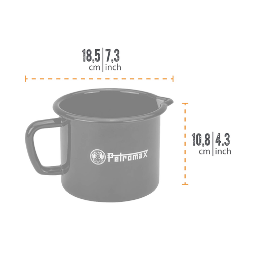 Handcrafted enameled steel pot with sturdy handle and pour spout, designed for lightweight outdoor use in Camping, Kitchen & Food, Farm, Garden & Tool, and Cookware collections.