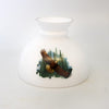 Handcrafted white glass lamp shade featuring a soaring eagle design over pine trees, softening light for oil lamps, ideal for Lamps & Lighting and Accessories collections.