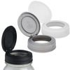 Set of two reusable flip-top lids in black and white for regular mouth jars, handcrafted and made in USA, perfect for kitchen gadgets, storage, and household helpers collections.