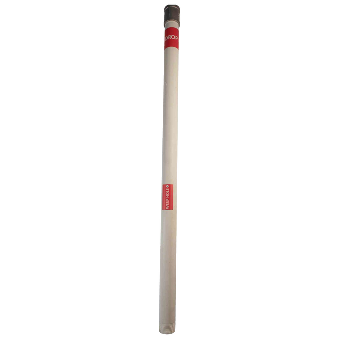 White drop pipe with metal lift rod connections and red label marked "Weep Hole," handcrafted and made in USA, ideal for deep well pumps and water pump parts in Appliances, USA Made, and Best Sellers collections.