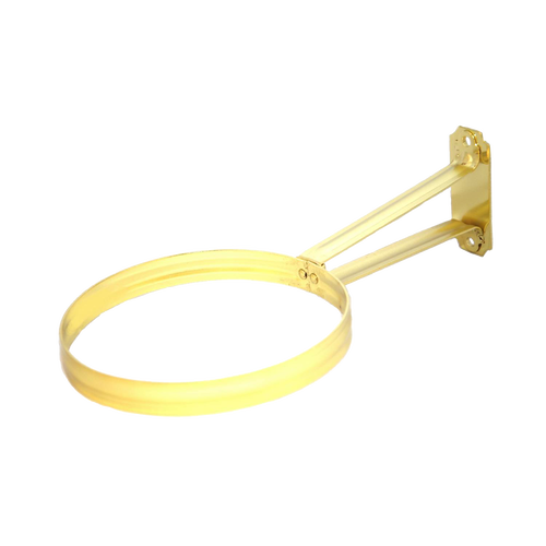 Handcrafted brass wall bracket with an 11-3/4" length and 6" diameter ring, designed to securely mount Aladdin-style oil lamps, featured in Lamps & Lighting, Oil Lamps, and Wall Lamps collections.