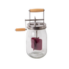 Mini glass butter churn with stainless steel lid and wooden handles, designed for making butter at home, featured in Farm, Garden & Tool and Kitchen & Food collections.