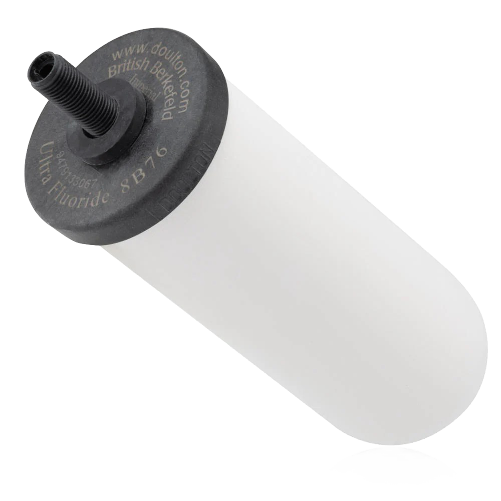 Ultra fluoride ceramic water filter element with black threaded top, designed for gravity filtration systems, ideal for Farm, Garden & Tool, Appliances, Emergency Supplies, and Water Treatment collections.
