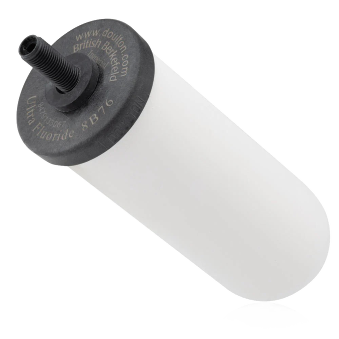 Ultra fluoride ceramic water filter element with black threaded top, designed for gravity filtration systems, ideal for Farm, Garden & Tool, Appliances, Emergency Supplies, and Water Treatment collections.