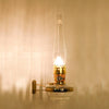 Handcrafted clear glass wall oil lamp with brass accents, designed for space-saving illumination; ideal for Farm, Garden & Tool, Lamps & Lighting, and Emergency Supplies collections.