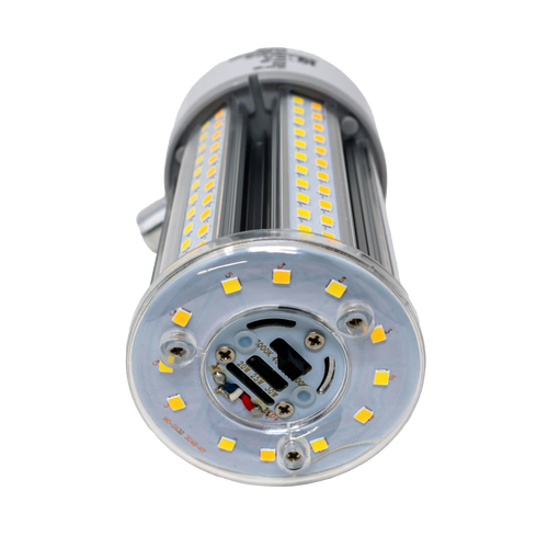 Cylindrical 20W LED corn bulb featuring multiple yellow LED chips arranged on clear panels and base, designed for energy-efficient, long-lasting lighting in Lamps & Lighting collections.
