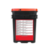 Black emergency food bucket with orange lid showing detailed nutrition facts label, designed for long-term storage in emergency supplies, Kitchen & Food, and Pantry collections.