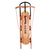 Handcrafted Amish made Lehman's Racer sled featuring smooth solid oak wood, red metal runners, and sturdy braided rope, perfect for outdoor play and USA Made children’s toys.