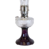 Vintage-style oil lamp with a clear glass font over an amethyst pedestal base, featuring a handcrafted design, ideal for Lamps & Lighting and Best Sellers collections.
