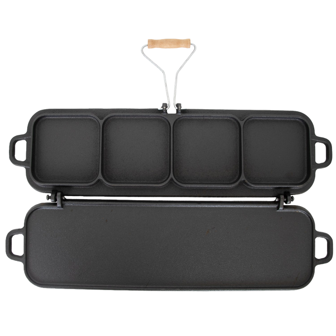 Lehman's Kitchen Family-Size Cast Iron Flip Griddle & Sandwich Press