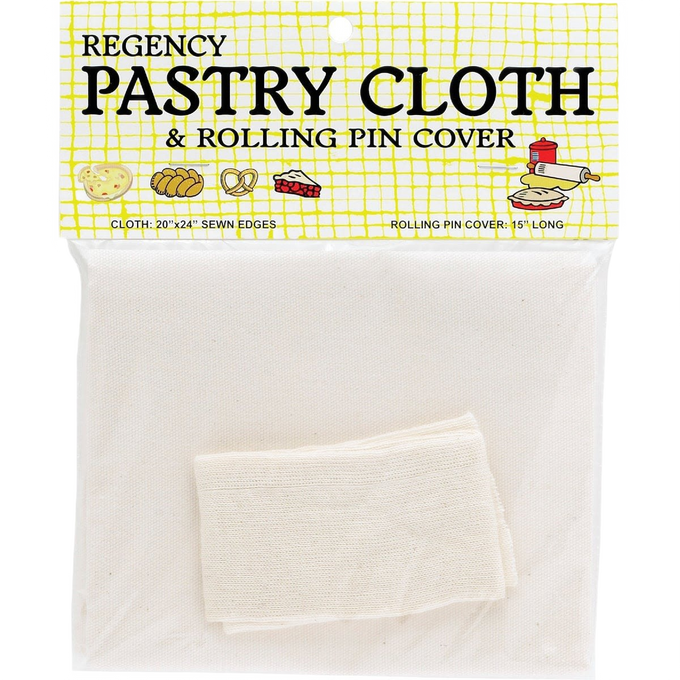 Natural cotton pastry cloth with sewn edges and matching rolling pin cover, designed to create a non-stick surface; ideal for Kitchen & Food, Baking Supplies, and Cookware collections.