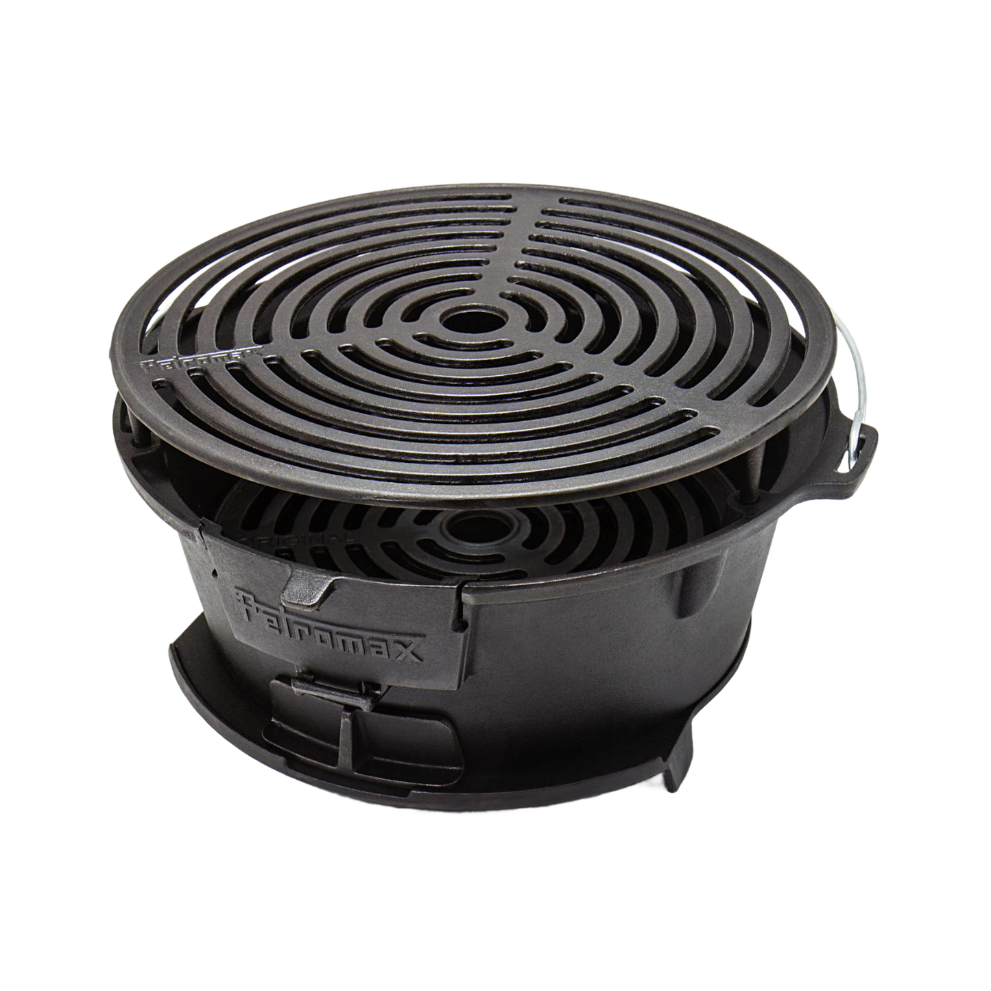 Durable cast iron fire grill with adjustable grate and air supply control, designed for outdoor grilling, camping, and stove use; featured in Farm, Garden & Tool and Best Sellers.