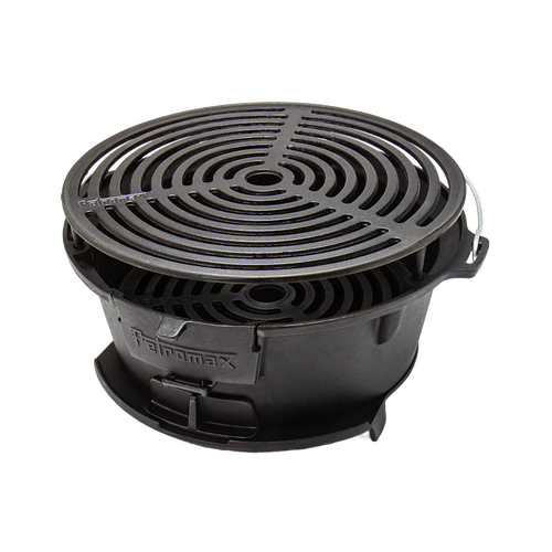 Durable cast iron fire grill with adjustable grate and air supply control, designed for outdoor grilling, camping, and stove use; featured in Farm, Garden & Tool and Best Sellers.