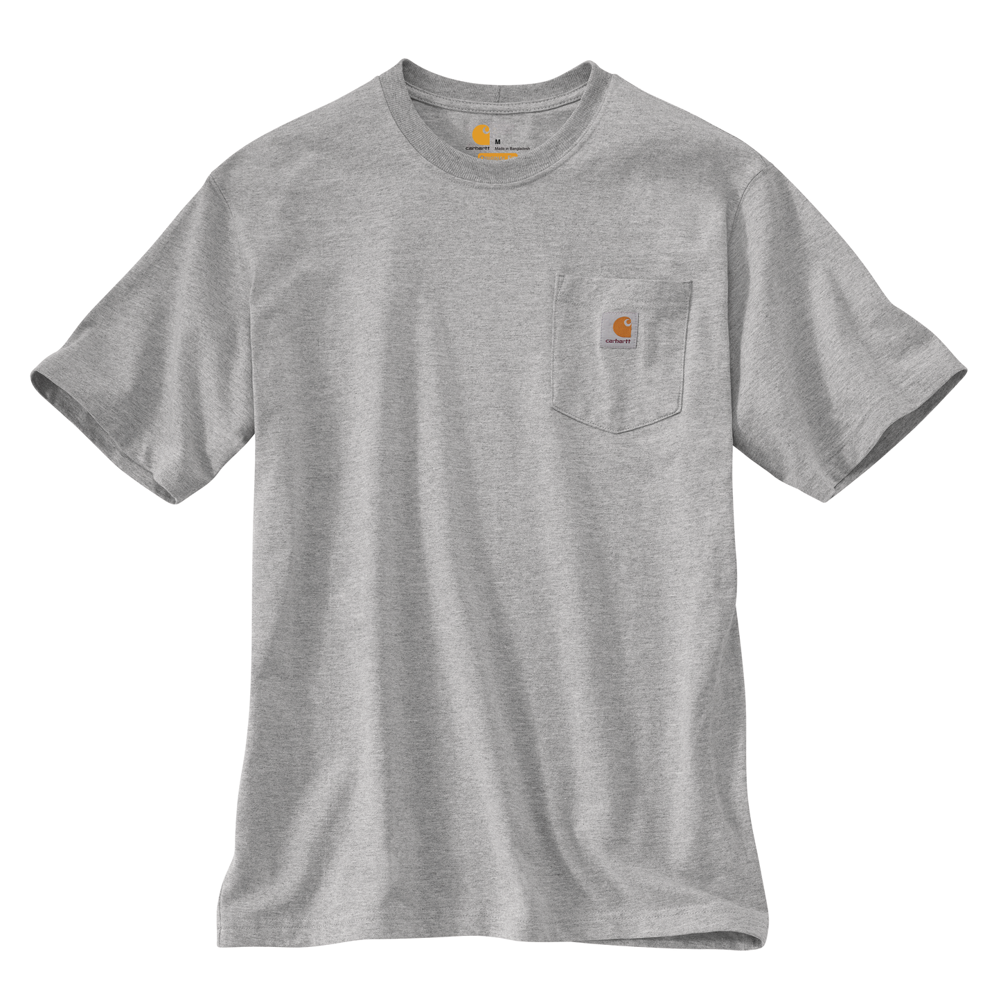 Durable heavyweight cotton short-sleeve pocket tee in light gray with rib-knit crewneck and side-seam construction, handcrafted for Health & Wellness, Clothing and Accessories, Best Sellers, and Promo Eligible collections.