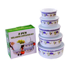 Set of five melamine storage bowls with lids featuring a decorative grape pattern, suitable for Kitchen & Food, Storage and Serving, Best Sellers, and Promo Eligible collections.