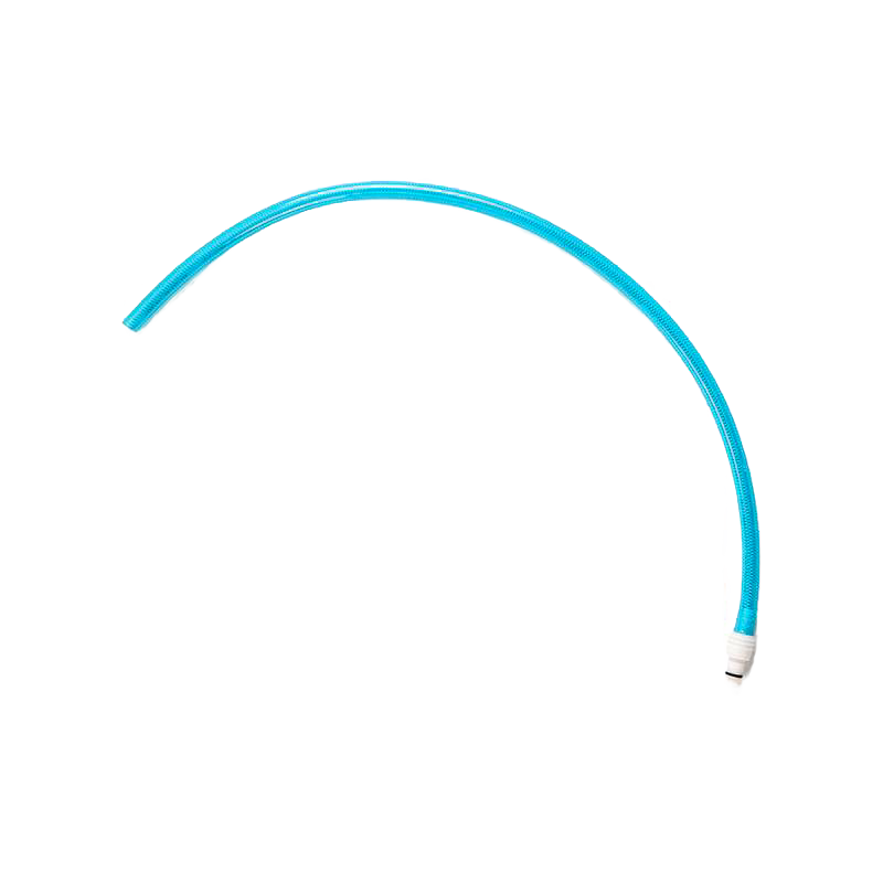 Replacement outlet hose with blue flexible tubing and white connector, designed for use in water heating and treatment, farm, garden, and emergency supply applications.