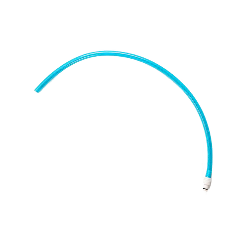 Replacement outlet hose with blue flexible tubing and white connector, designed for use in water heating and treatment, farm, garden, and emergency supply applications.