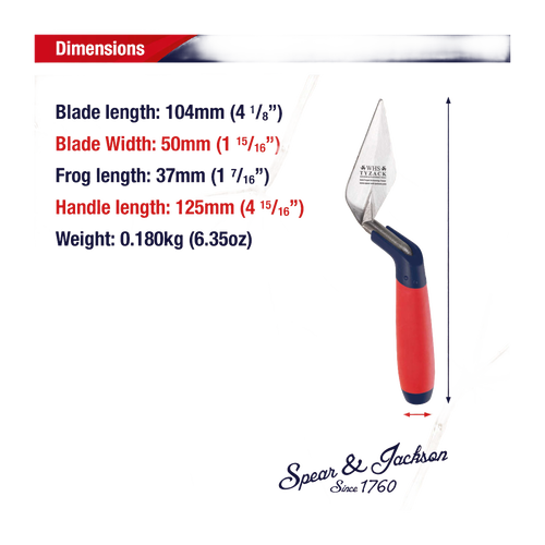 4-inch hardened and tempered carbon steel archaeology pointing trowel with rigid blade and ergonomic red and blue soft-feel handle, designed for Farm, Garden & Tool, Digging and Cultivating, Hand Tools and Hardware, Best Sellers, and Promo Eligible collections.